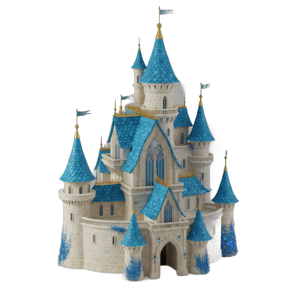 Fantasy Castle with Blue Roofs