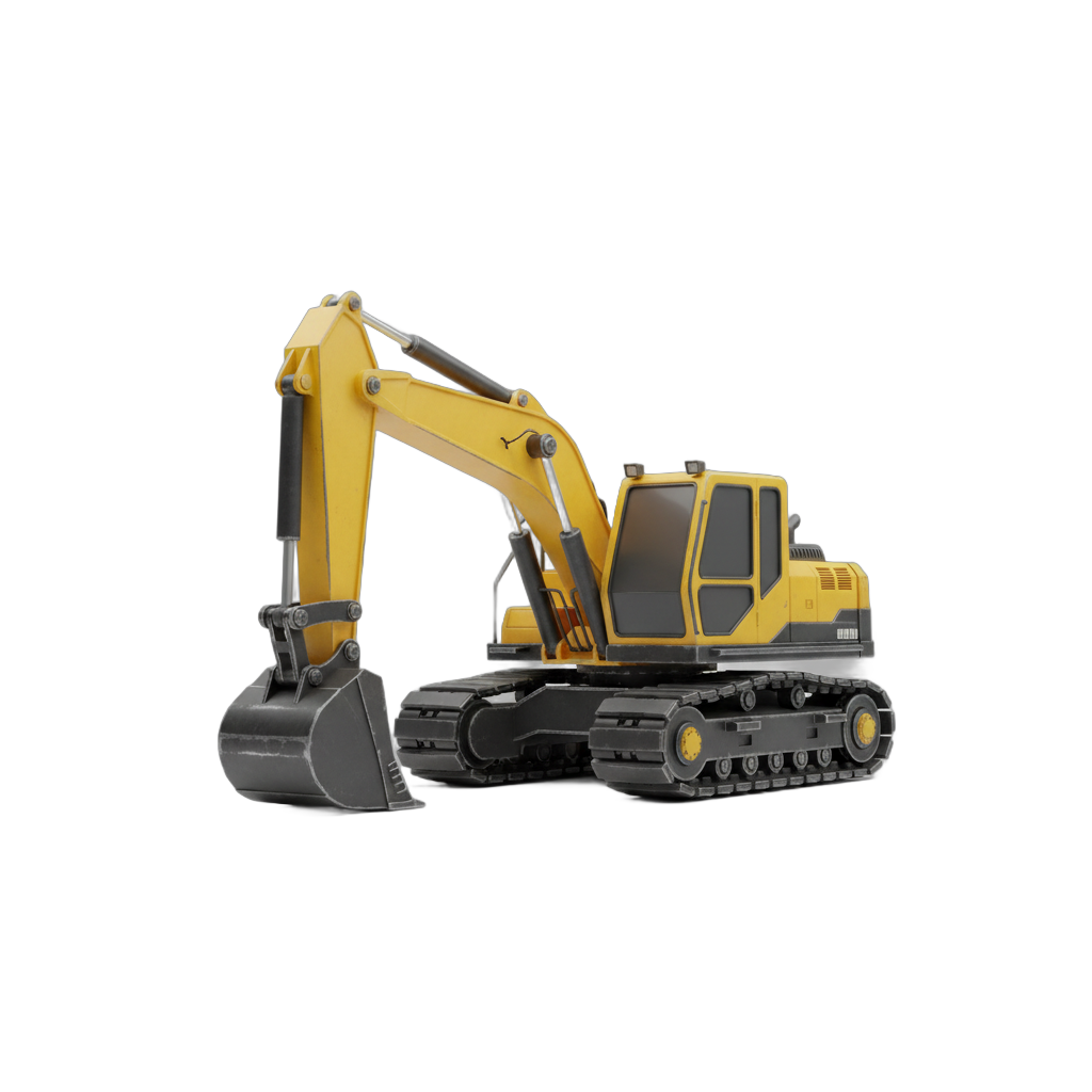 Stylized Yellow Excavator