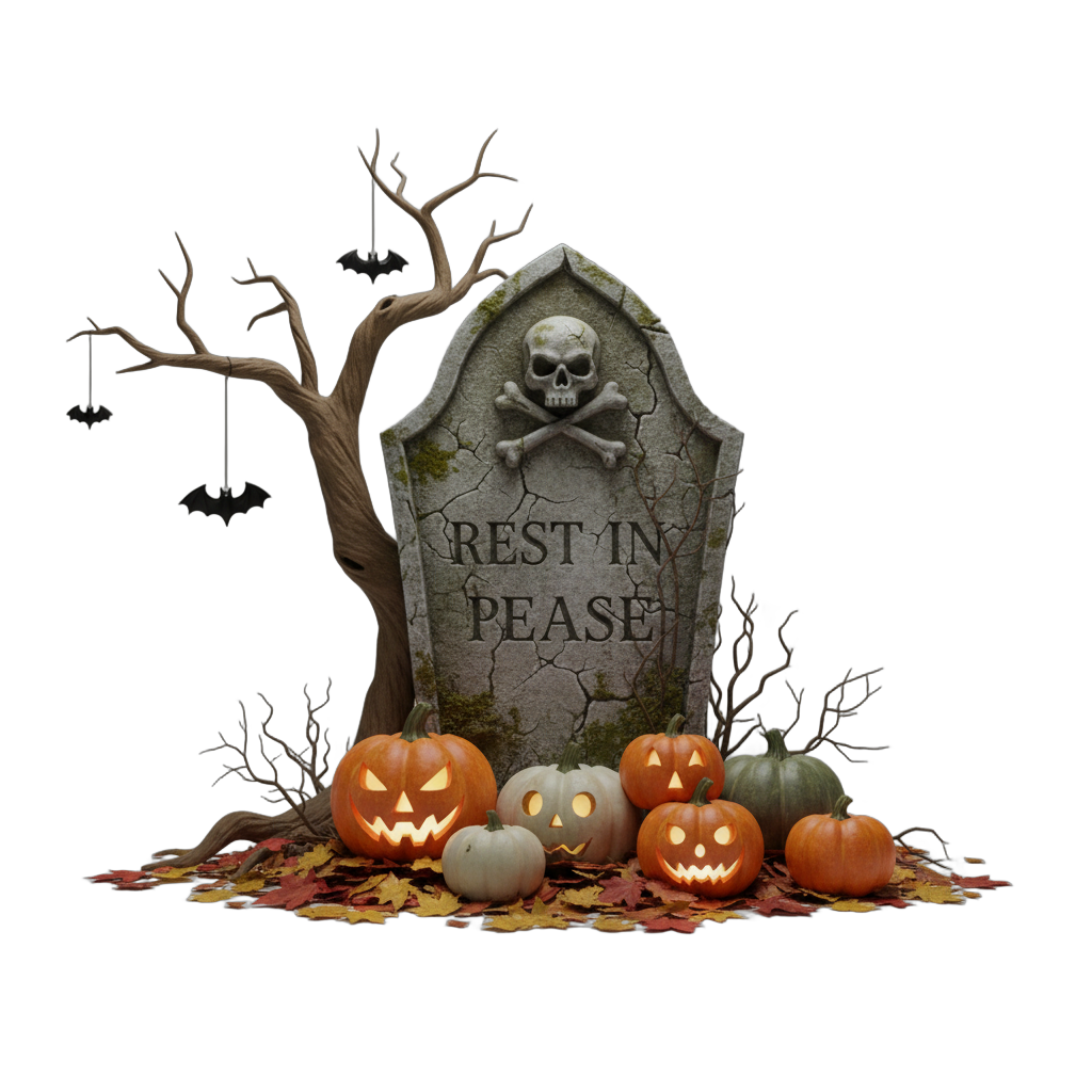 Halloween Gravestone with Pumpkins