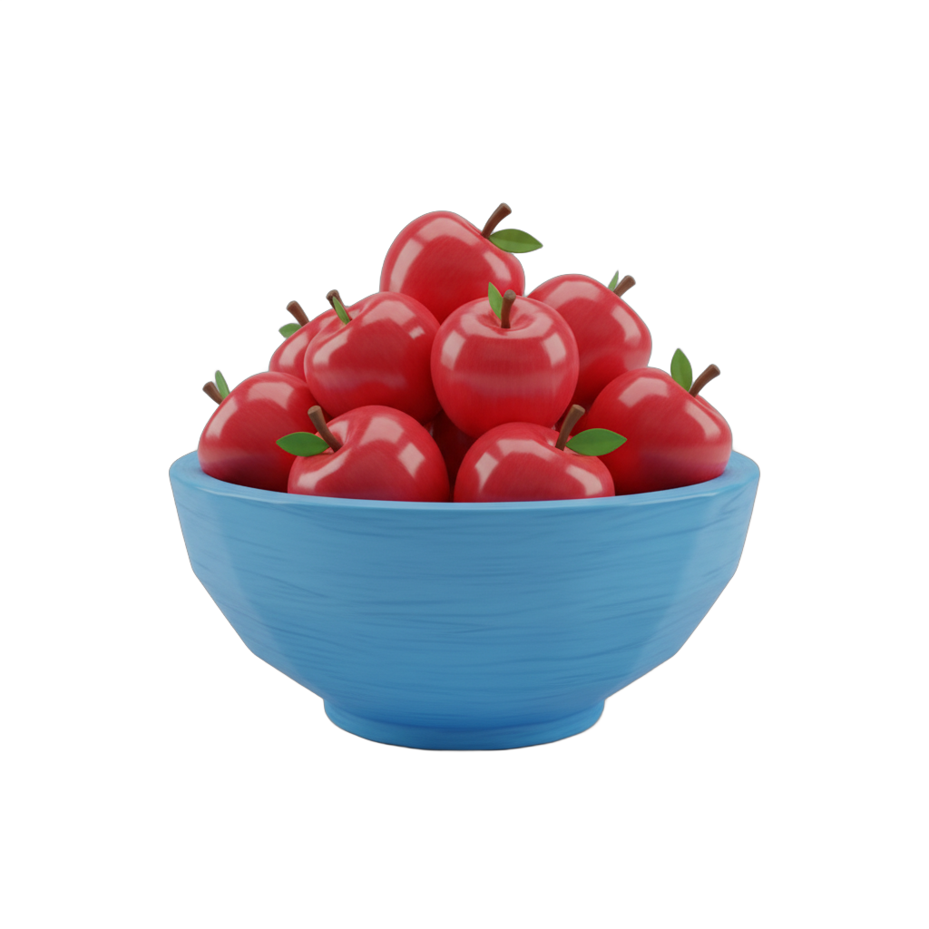 Cartoon Red Apples in Bowl