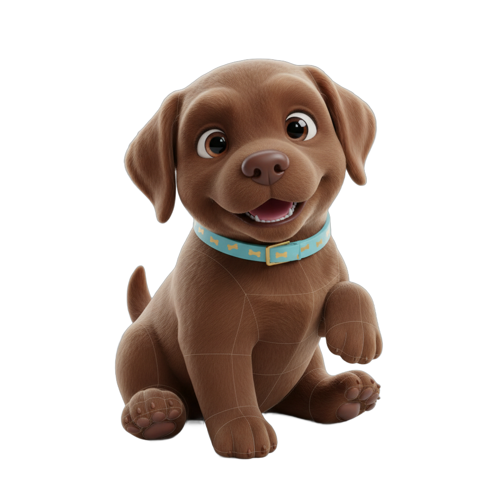 Chocolate Labrador Puppy 3D Model