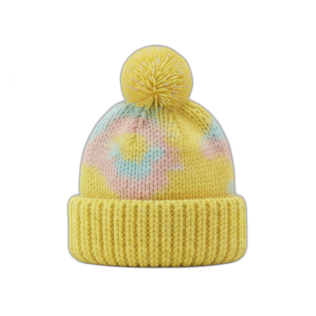 Bright Yellow Knit Beanie with Pom-Pom