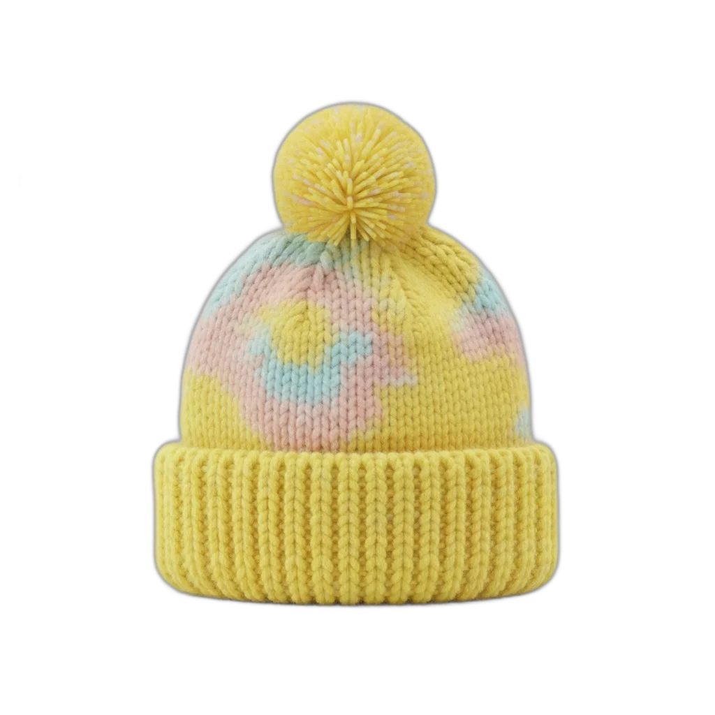 Bright Yellow Knit Beanie with Pom-Pom