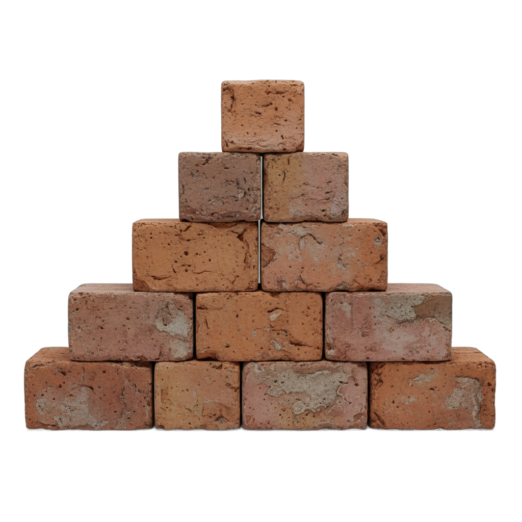 Pyramid Stack of Red Bricks