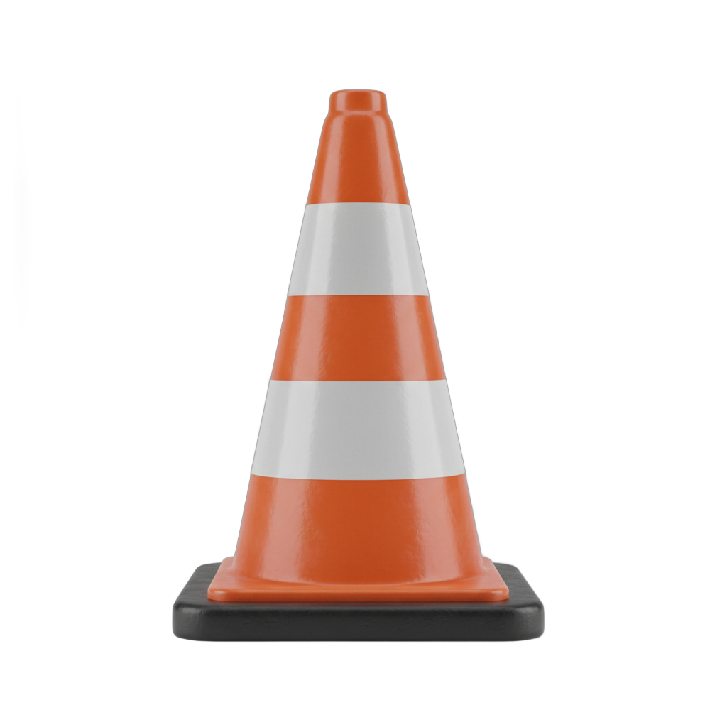 Orange Traffic Cone with White Stripes
