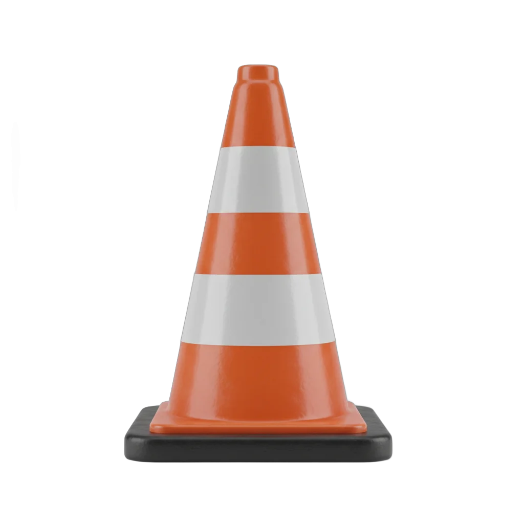 Orange Traffic Cone with White Stripes