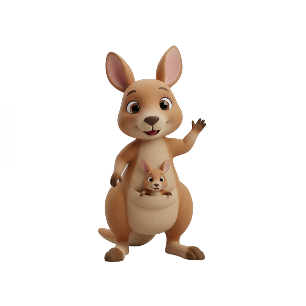 Friendly Cartoon Kangaroo Character
