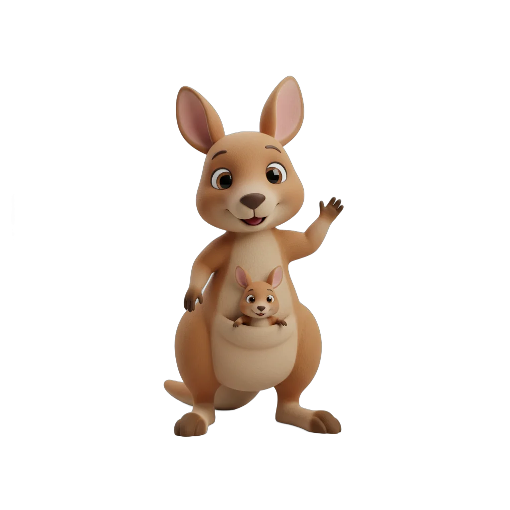 Friendly Cartoon Kangaroo Character