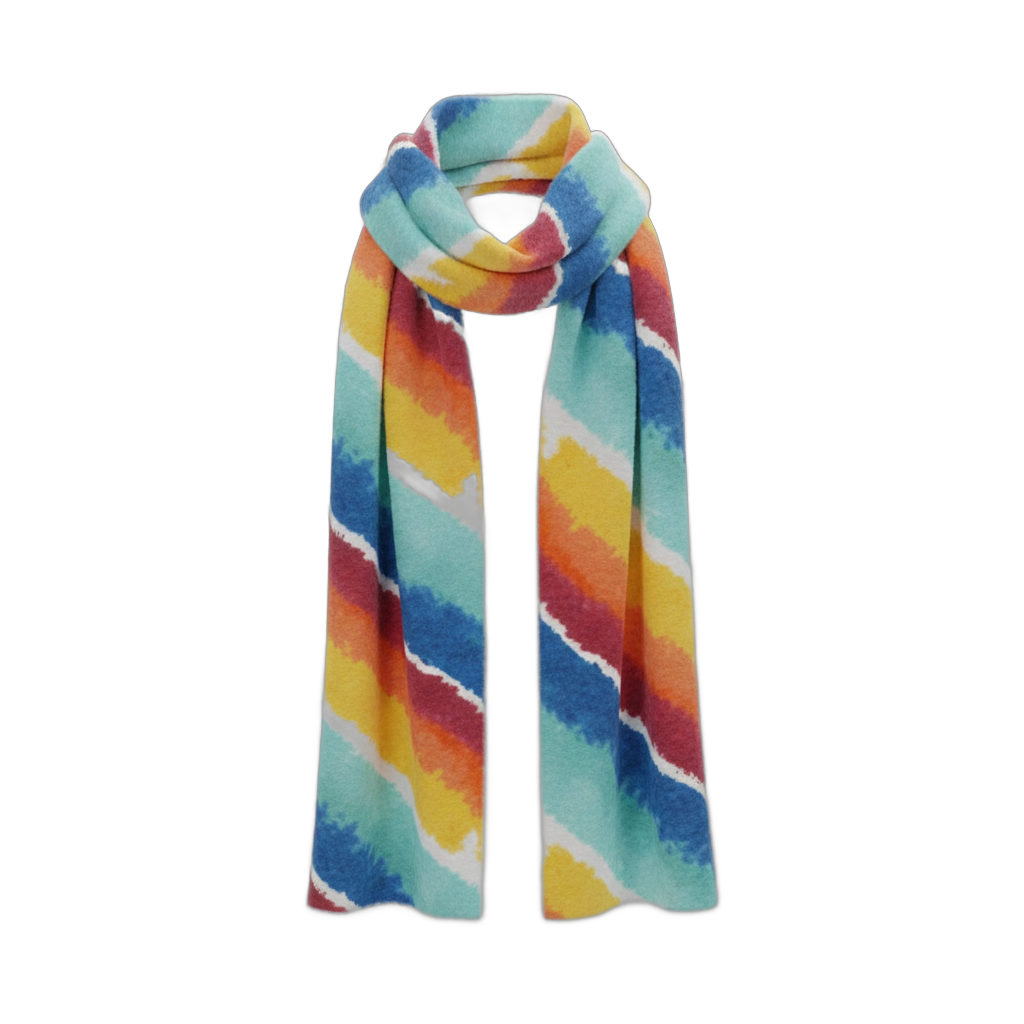 Watercolor Striped Winter Scarf