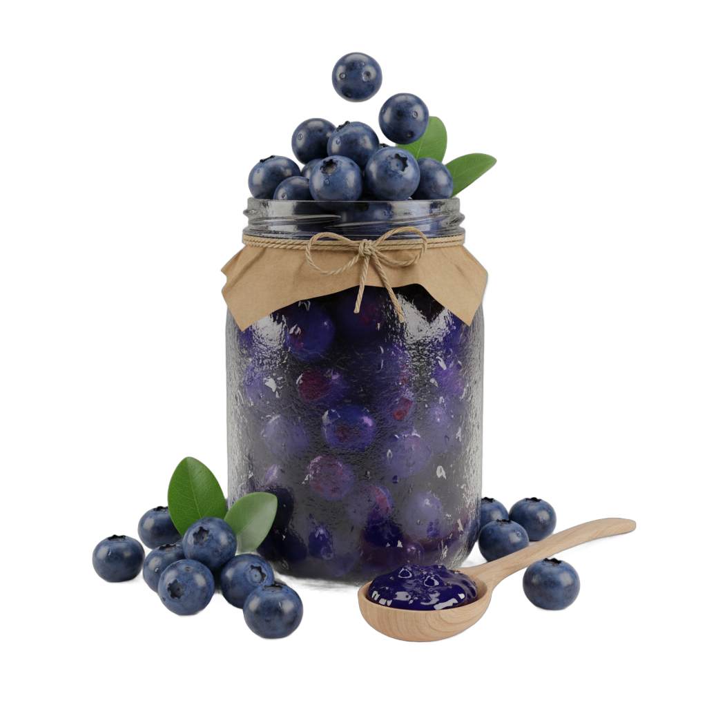 Blueberry Jam Jar with Fresh Berries