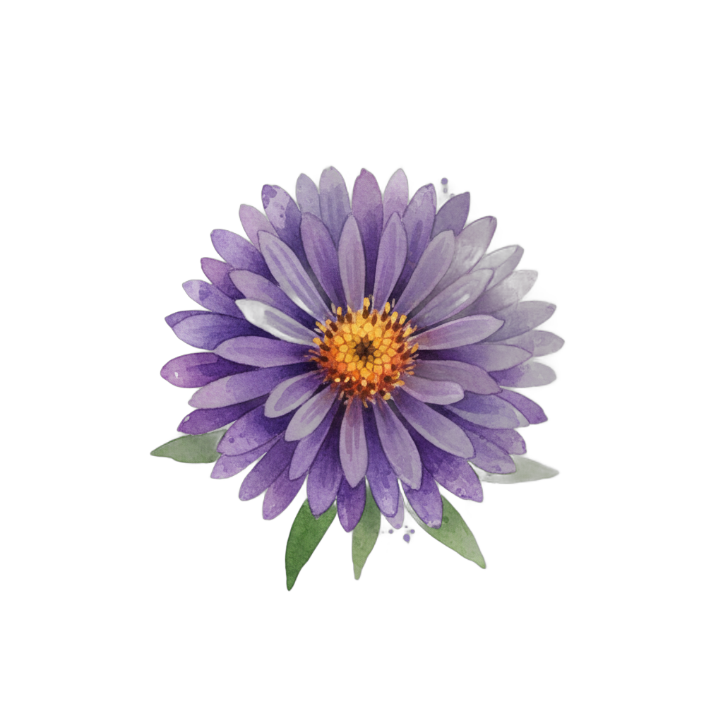 Watercolor Purple Aster Flower