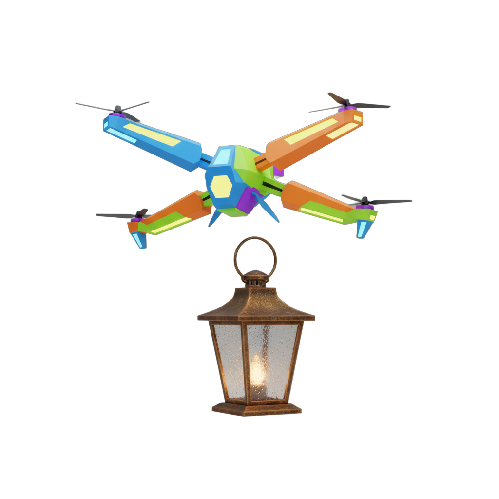 Geometric Drone and Vintage Lantern Bundle