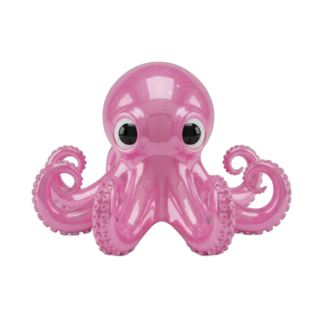 Glossy Pink Octopus Toy