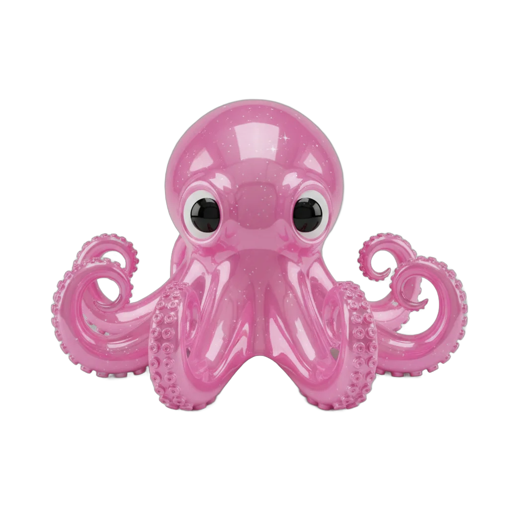 Glossy Pink Octopus Toy