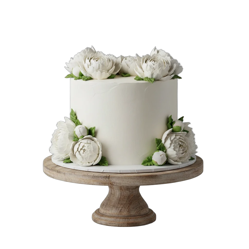 White Celebration Cake with Peonies