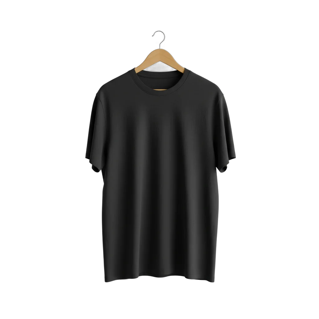 Black T-shirt on Wooden Hanger
