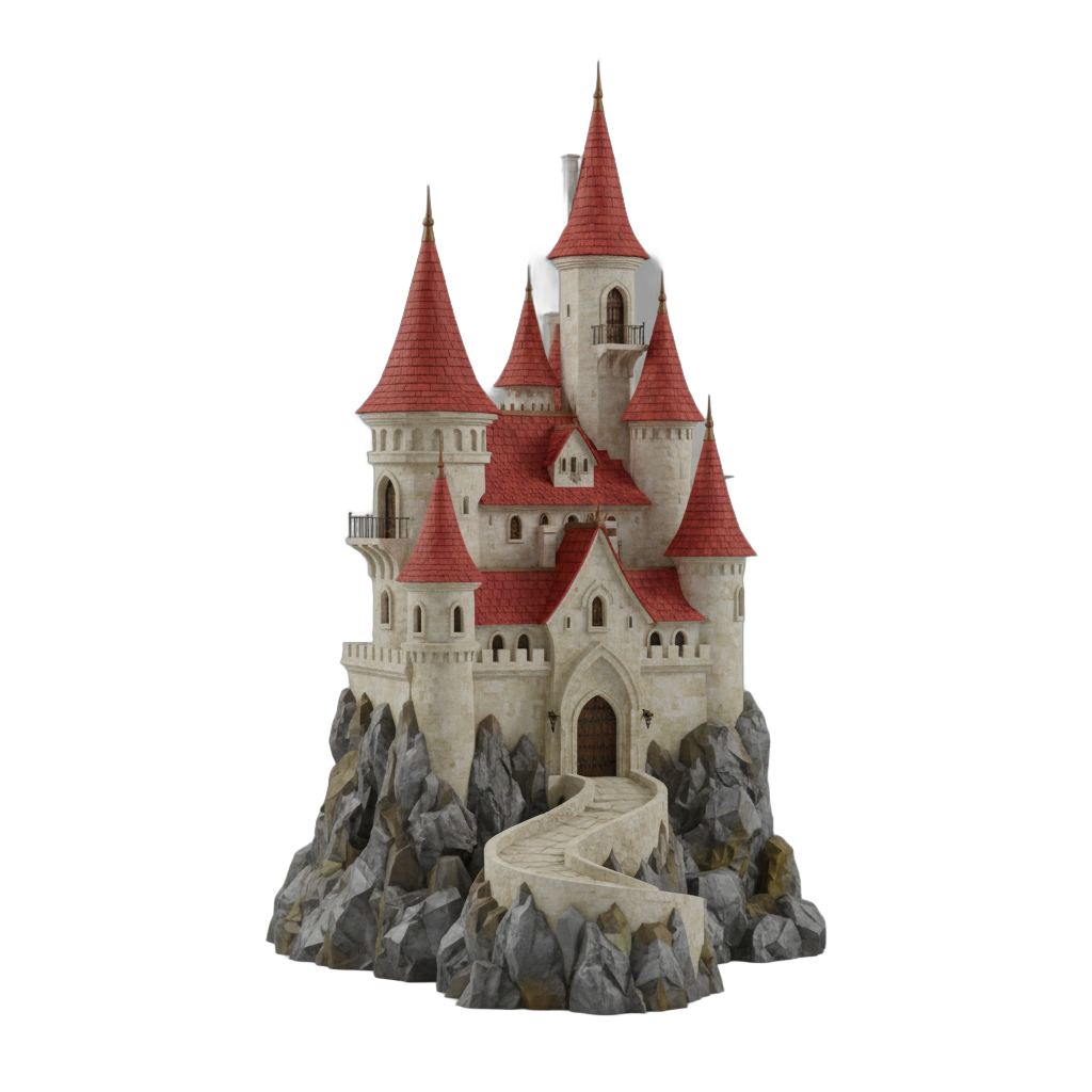 Fantasy Castle with Red Roofs