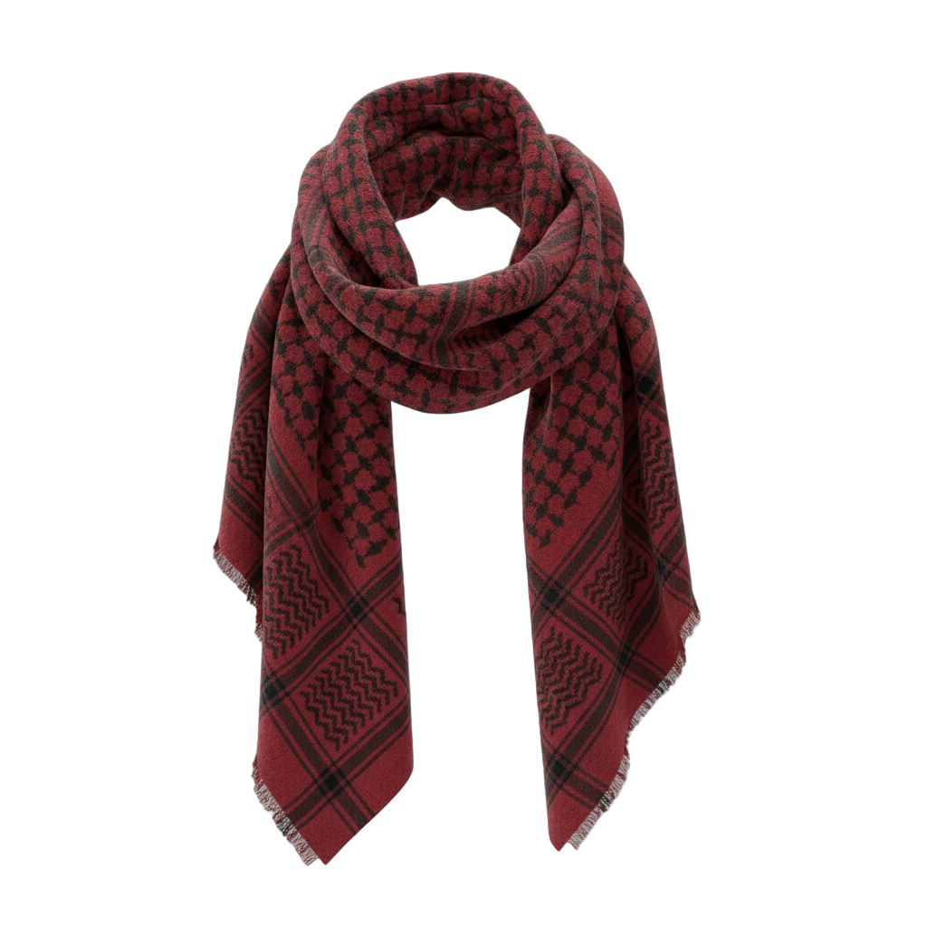 Red and Black Patterned Keffiyeh Scarf