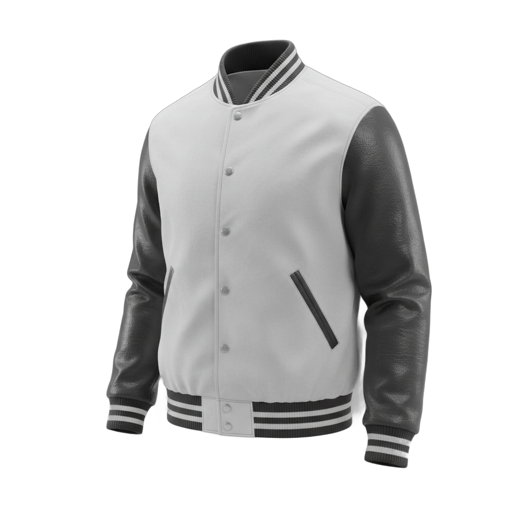 Varsity Jacket White and Dark Gray