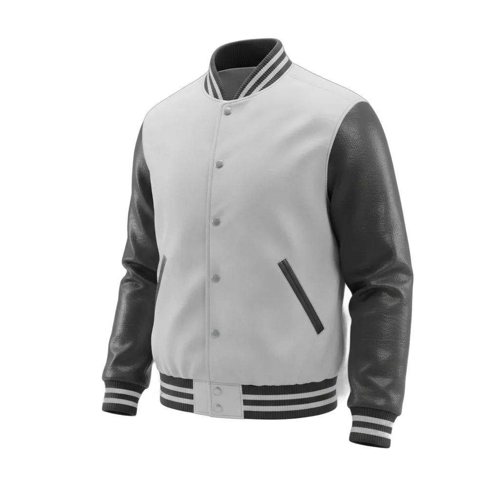 Varsity Jacket White and Dark Gray