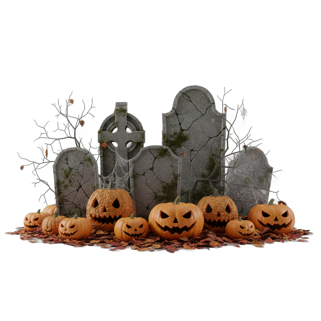 Halloween Gravestones with Pumpkins