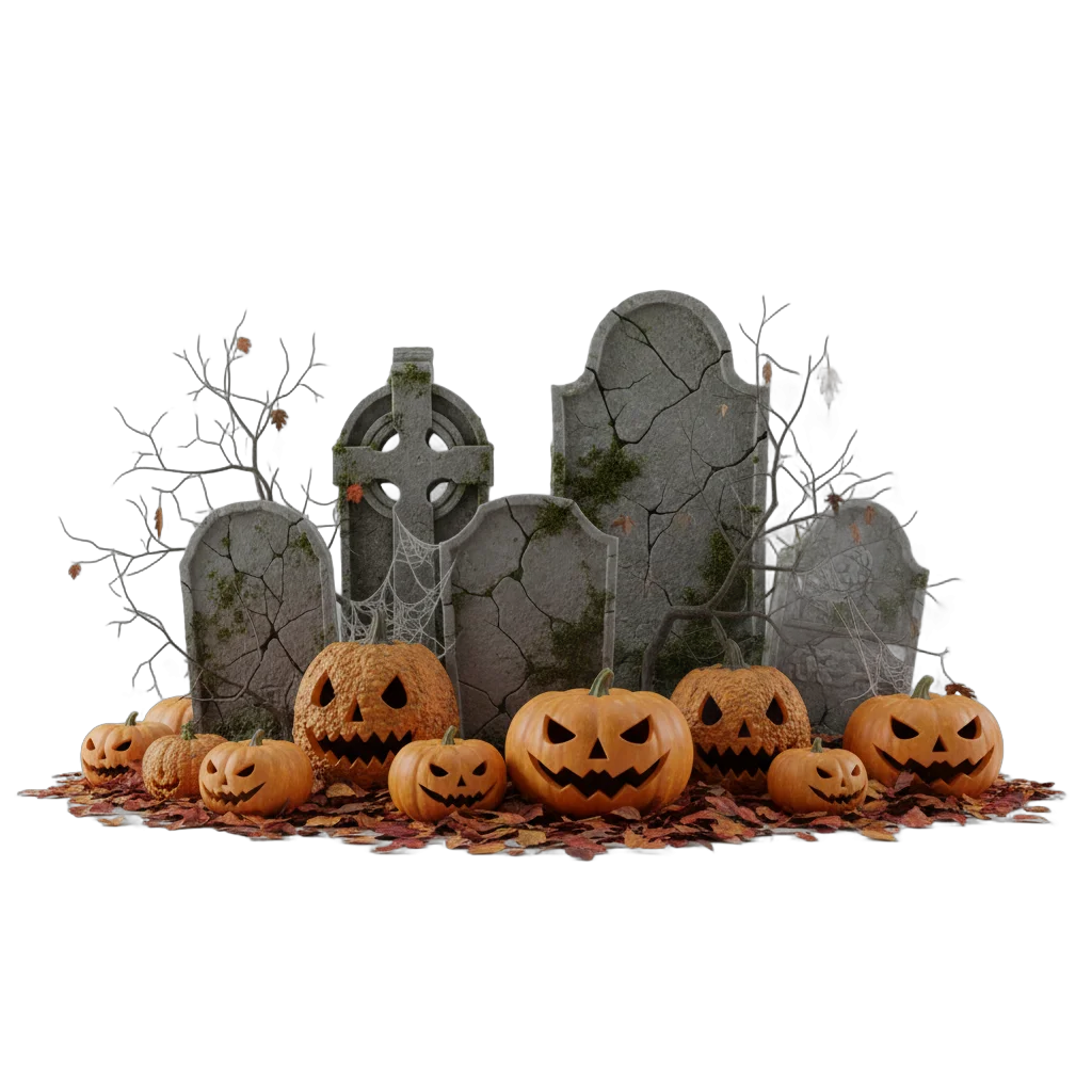 Halloween Gravestones with Pumpkins