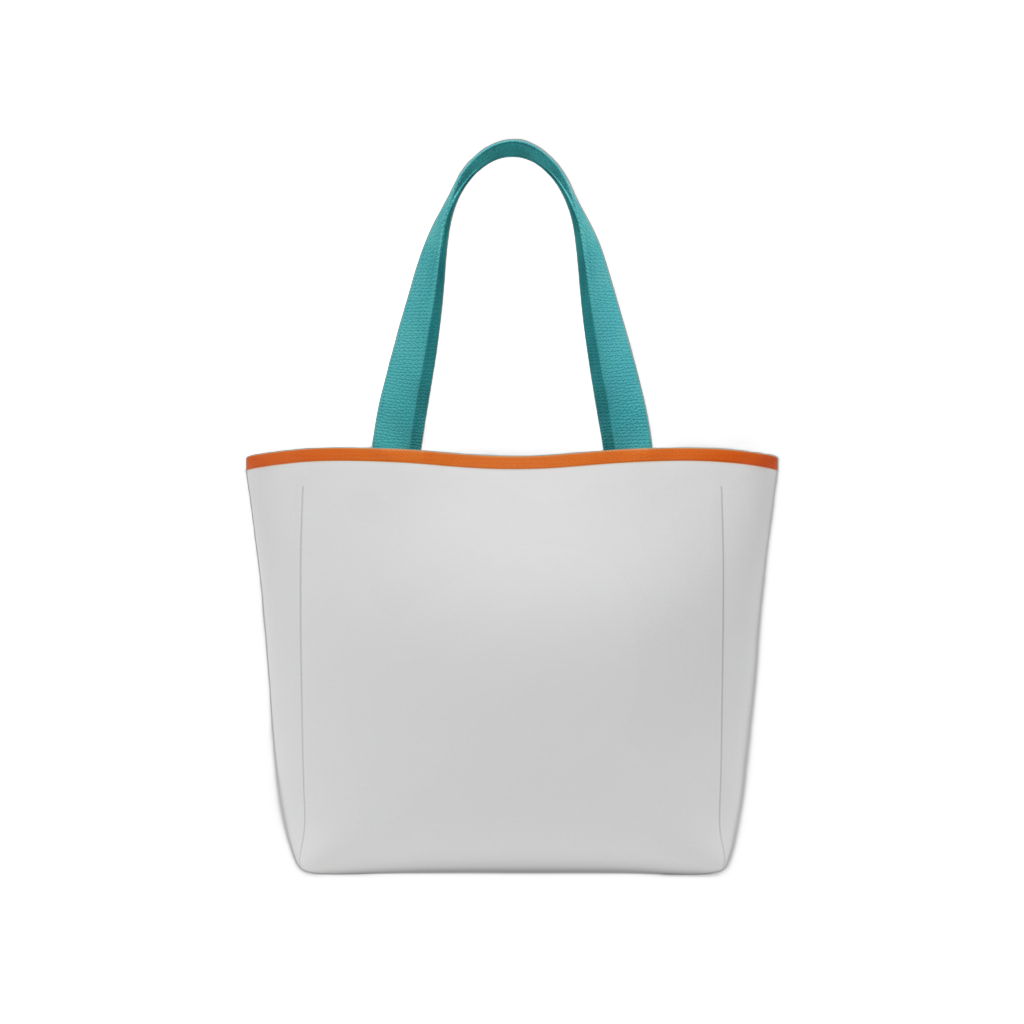 Minimalist Tote Bag with Teal Handles