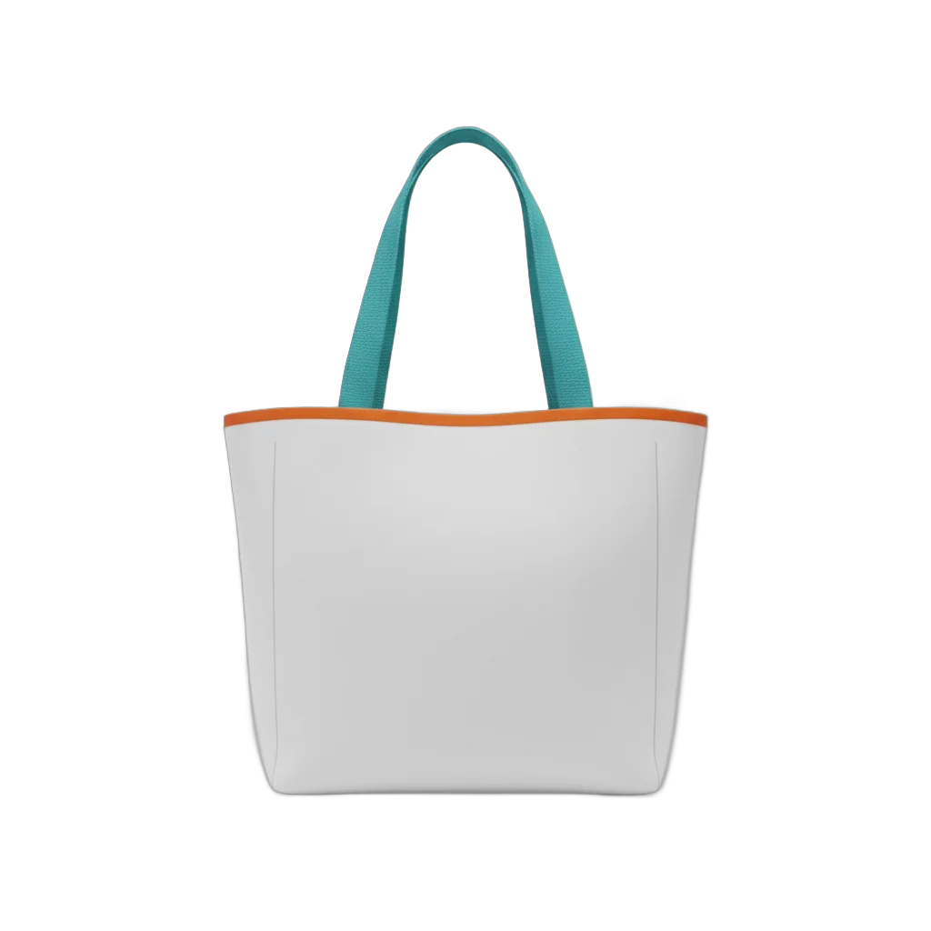 Minimalist Tote Bag with Teal Handles