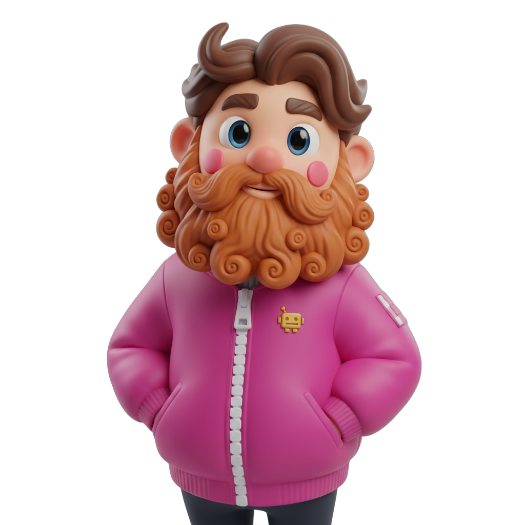 Stylized Beard Character with Pink Jacket