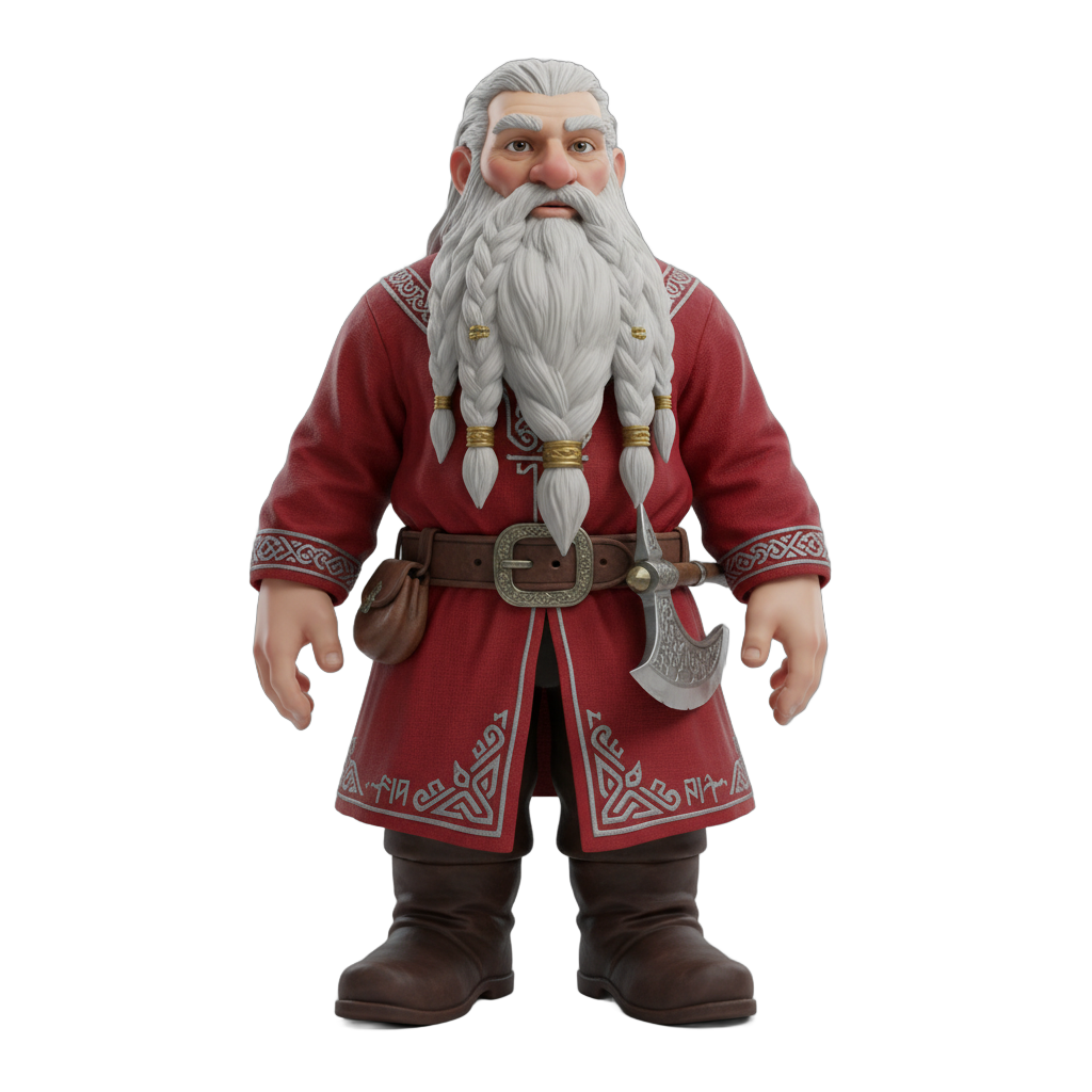 Fantasy Dwarf Character Red Tunic