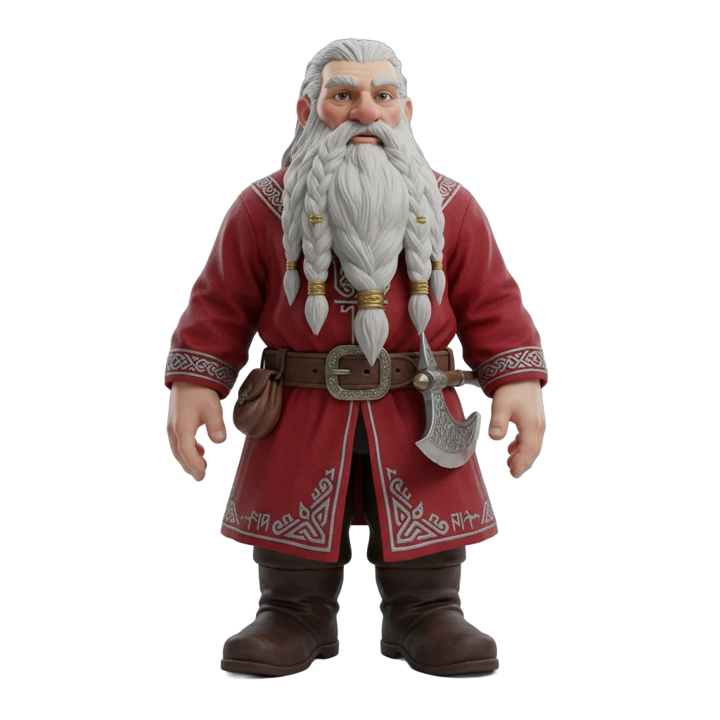 Fantasy Dwarf Character Red Tunic