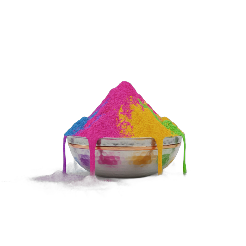 Festive Bowl of Colorful Powders