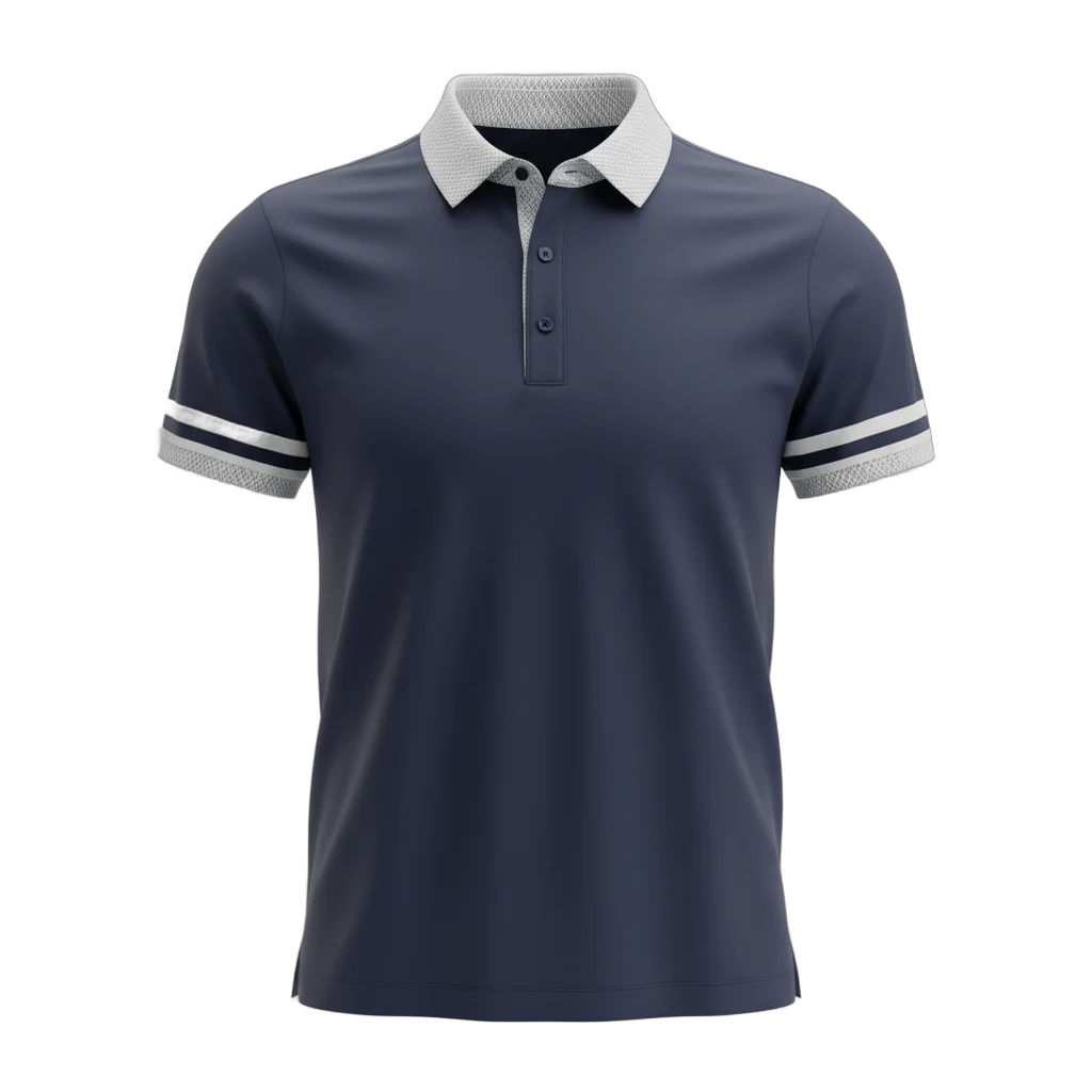 Navy Blue Polo Shirt with White Collar