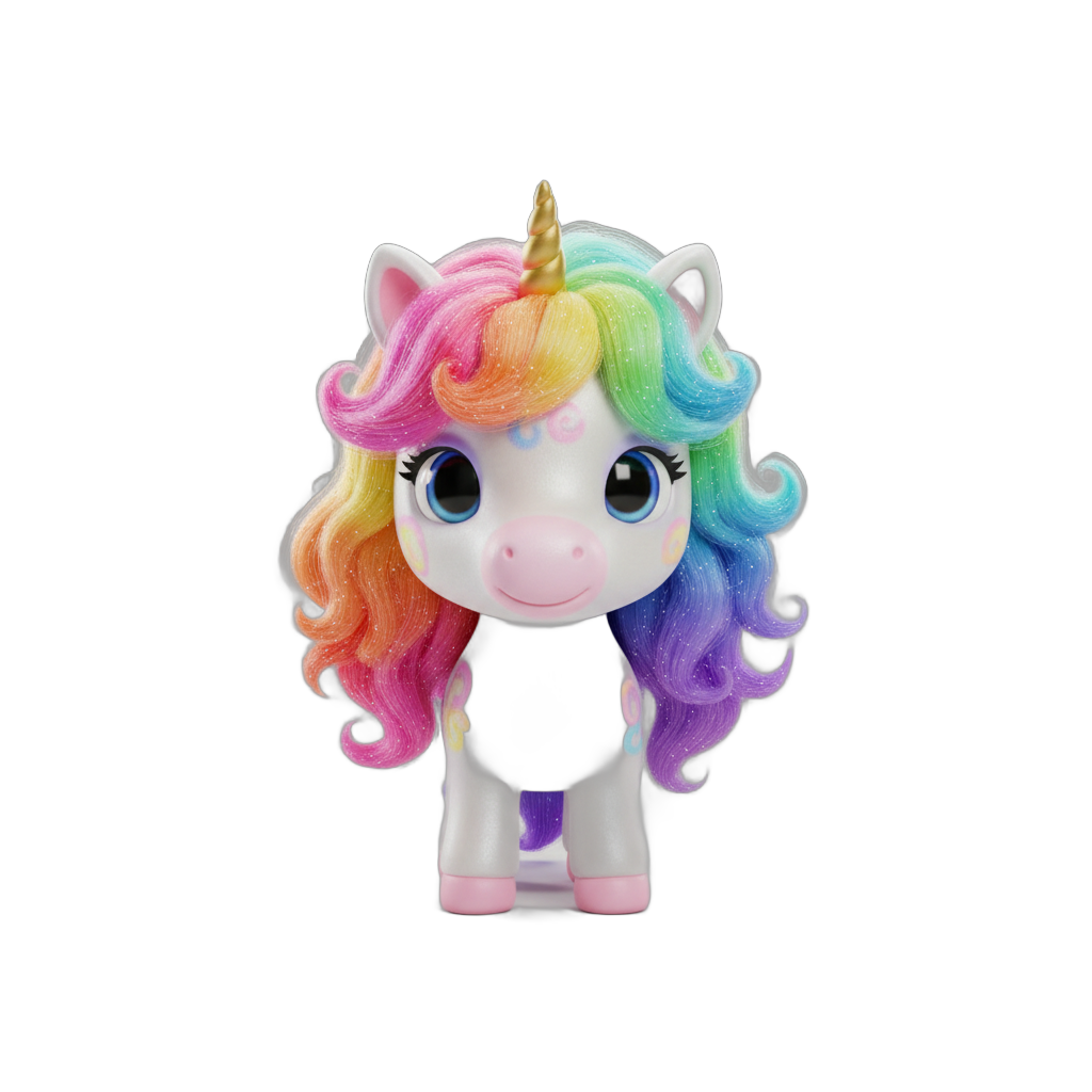 Cute Baby Unicorn with Rainbow Mane