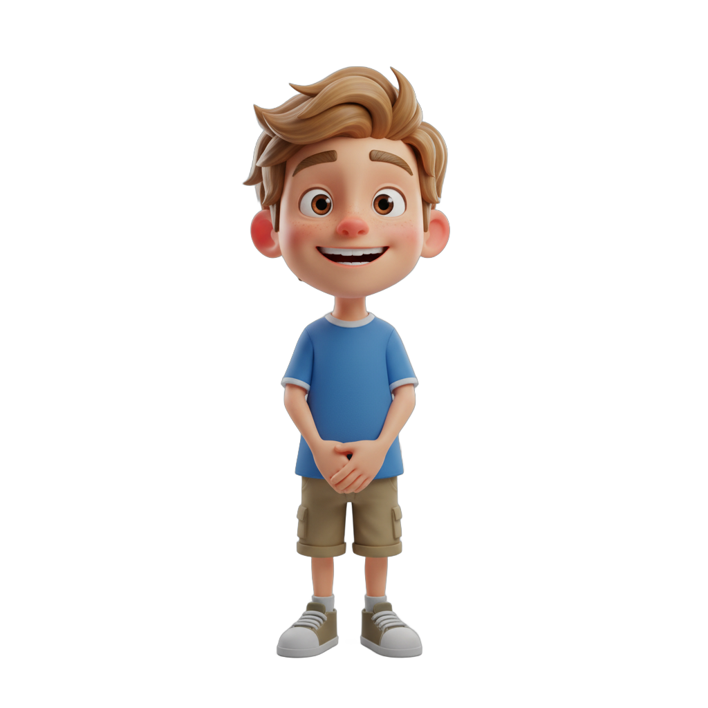 Smiling Cartoon Boy Character