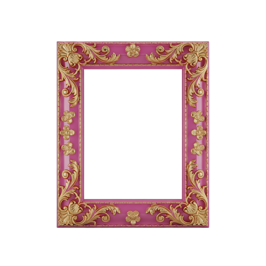 Ornate Pink and Gold Picture Frame