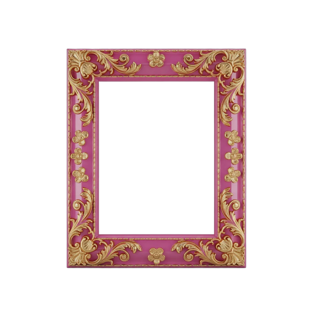 Ornate Pink and Gold Picture Frame