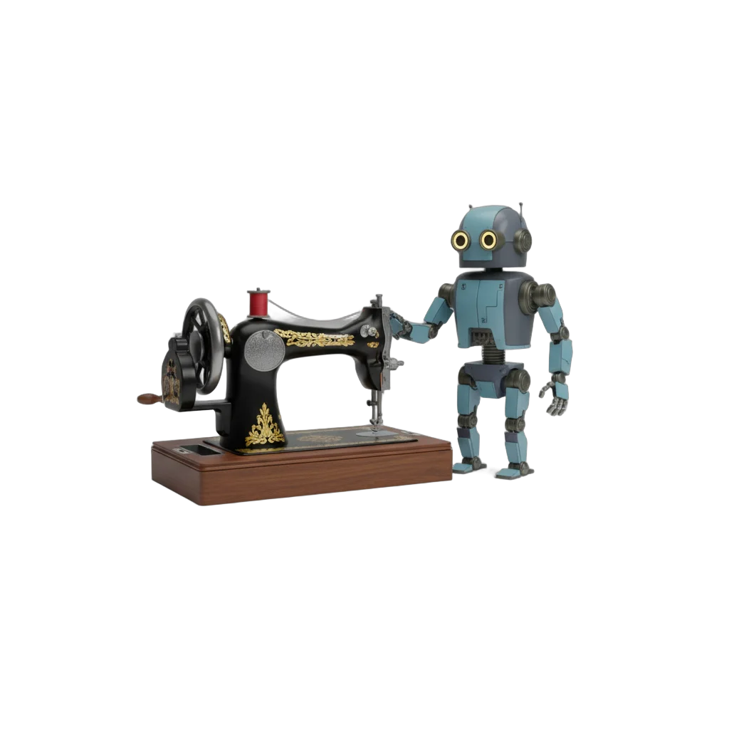 Vintage Sewing Machine and Stylized Robot Bundle