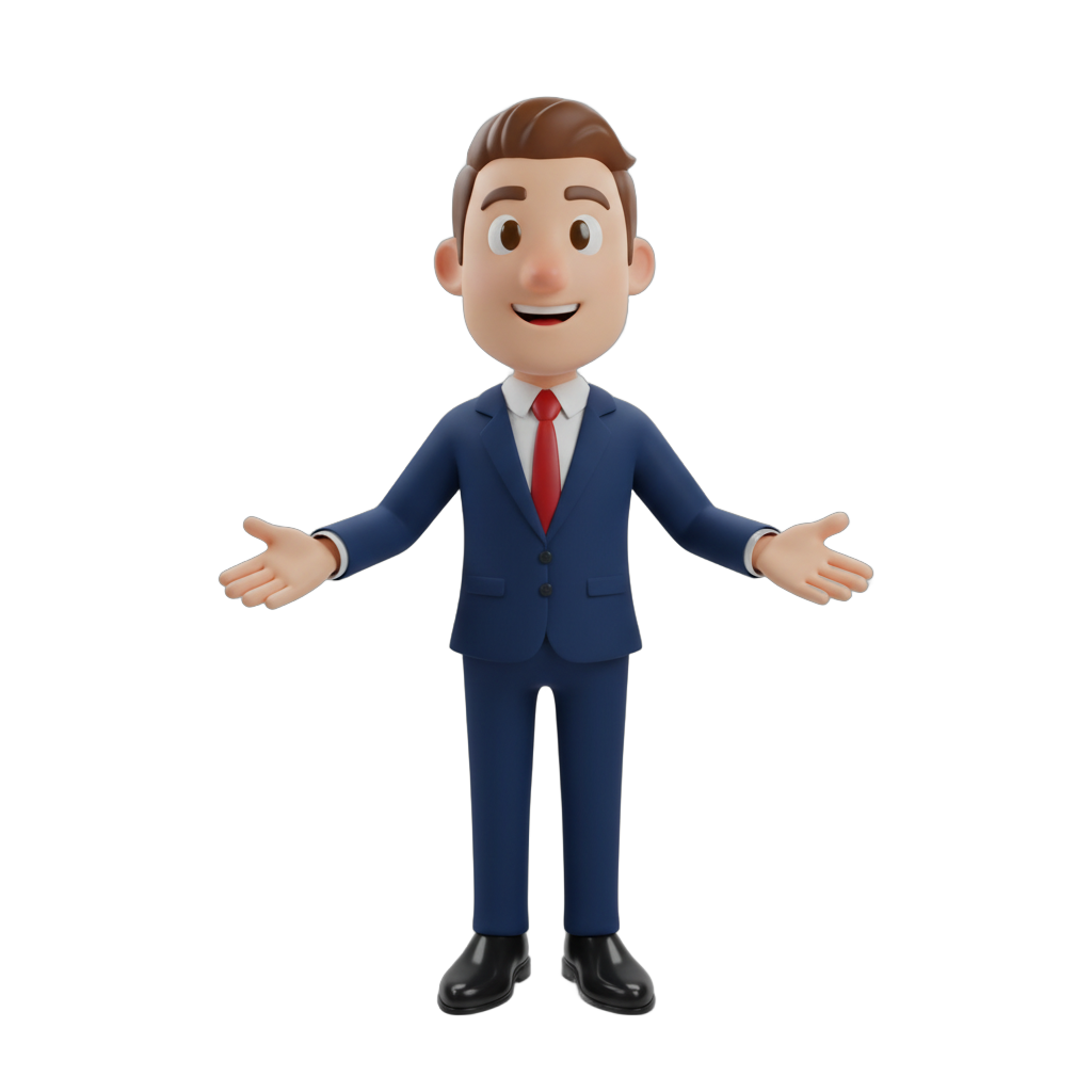 Cartoon Businessman Welcome Gesture